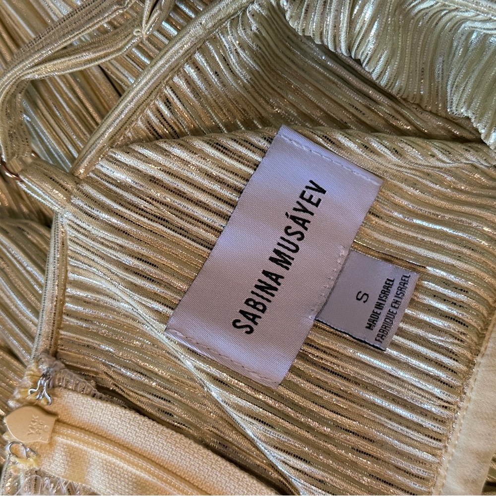 NWOT Sabina Musayev Light Gold Maxi Dress - Picture 5 of 6